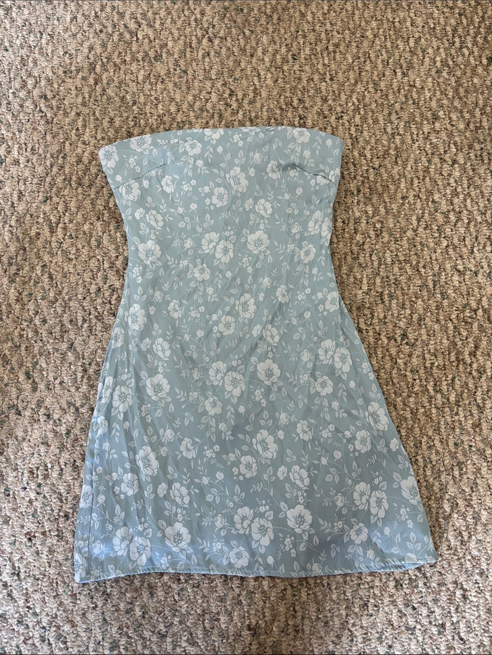 Princess Polly Light Blue Floral Strapless Mini Dress